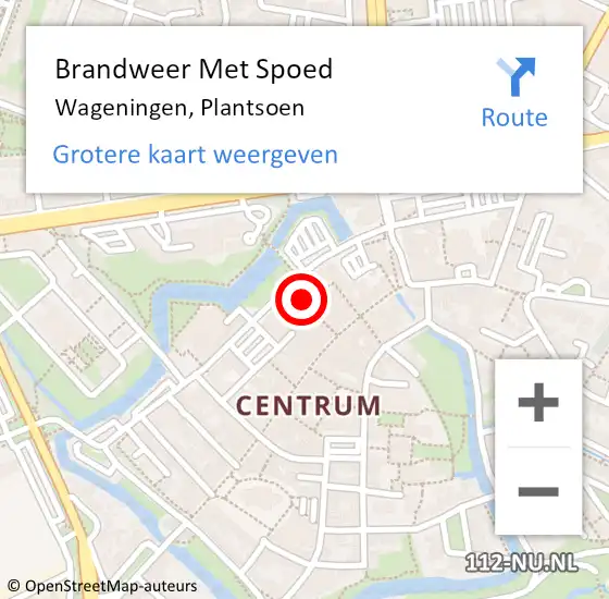 Locatie op kaart van de 112 melding: Brandweer Met Spoed Naar Wageningen, Plantsoen op 23 september 2023 16:54