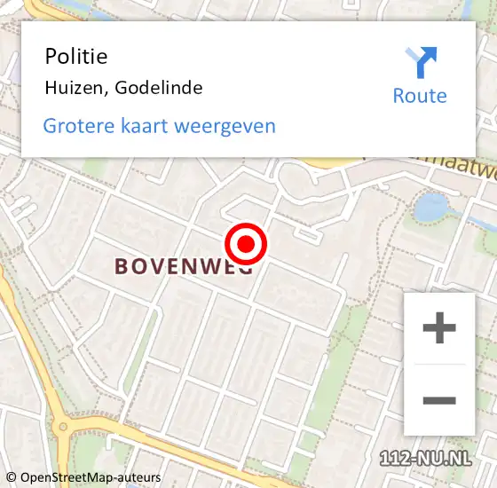 Locatie op kaart van de 112 melding: Politie Huizen, Godelinde op 23 september 2023 17:01