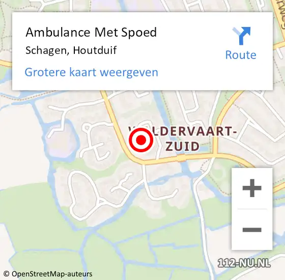 Locatie op kaart van de 112 melding: Ambulance Met Spoed Naar Schagen, Houtduif op 23 september 2023 17:38