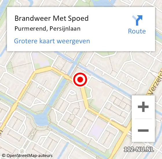 Locatie op kaart van de 112 melding: Brandweer Met Spoed Naar Purmerend, Persijnlaan op 23 september 2023 18:17