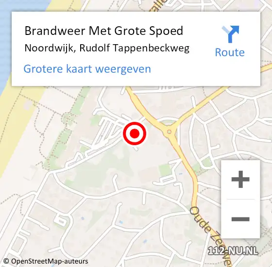 Locatie op kaart van de 112 melding: Brandweer Met Grote Spoed Naar Noordwijk, Rudolf Tappenbeckweg op 23 september 2023 18:55