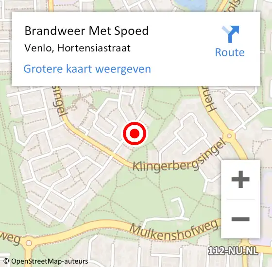 Locatie op kaart van de 112 melding: Brandweer Met Spoed Naar Venlo, Hortensiastraat op 23 september 2023 19:21