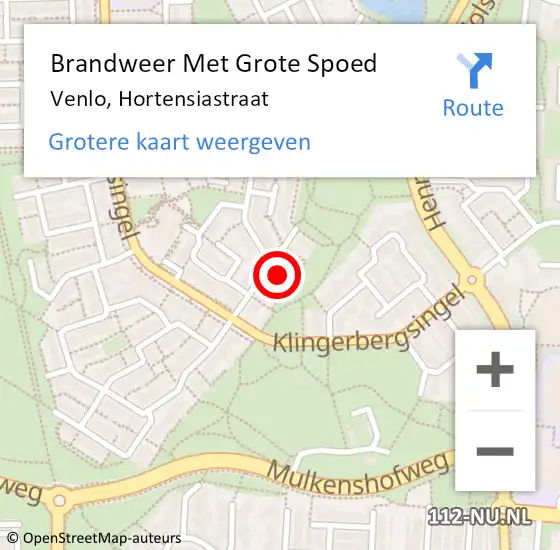 Locatie op kaart van de 112 melding: Brandweer Met Grote Spoed Naar Venlo, Hortensiastraat op 23 september 2023 19:26