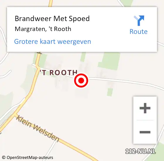 Locatie op kaart van de 112 melding: Brandweer Met Spoed Naar Margraten, 't Rooth op 23 september 2023 19:36