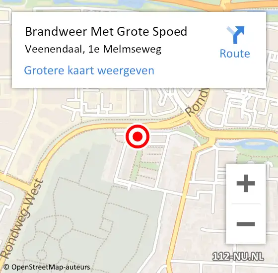 Locatie op kaart van de 112 melding: Brandweer Met Grote Spoed Naar Veenendaal, 1e Melmseweg op 23 september 2023 20:07