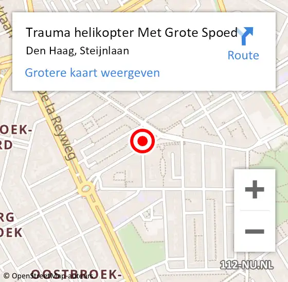 Locatie op kaart van de 112 melding: Trauma helikopter Met Grote Spoed Naar Den Haag, Steijnlaan op 23 september 2023 20:11