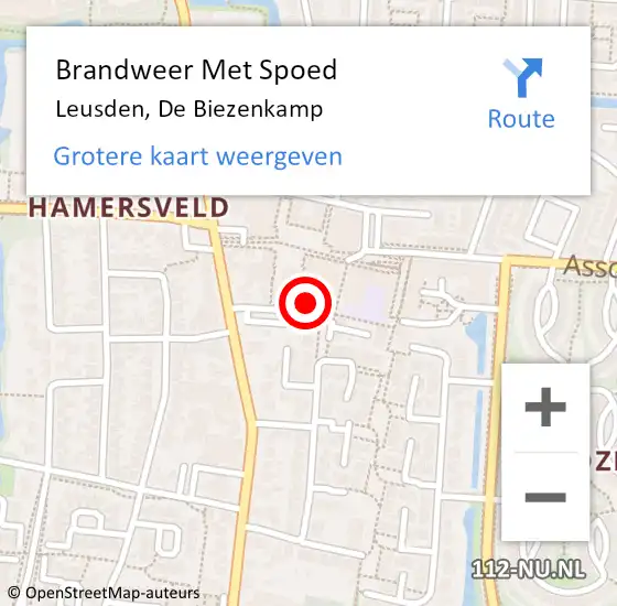 Locatie op kaart van de 112 melding: Brandweer Met Spoed Naar Leusden, De Biezenkamp op 23 september 2023 20:17