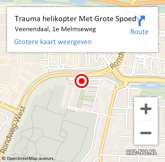 Locatie op kaart van de 112 melding: Trauma helikopter Met Grote Spoed Naar Veenendaal, 1e Melmseweg op 23 september 2023 20:23