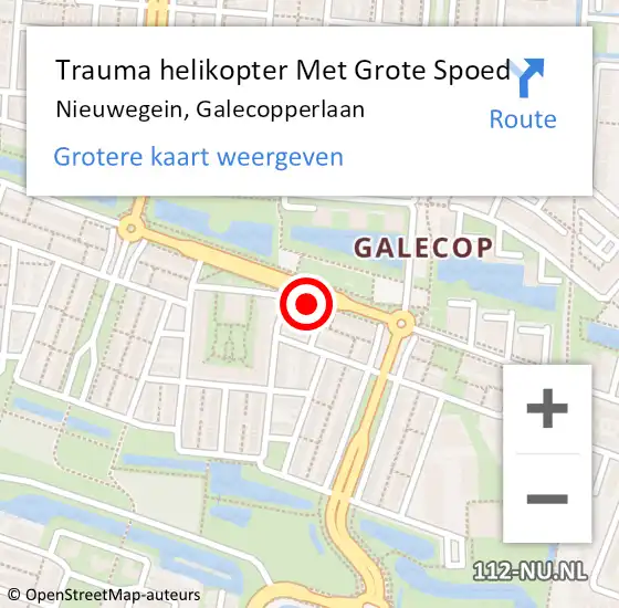 Locatie op kaart van de 112 melding: Trauma helikopter Met Grote Spoed Naar Nieuwegein, Galecopperlaan op 23 september 2023 20:30