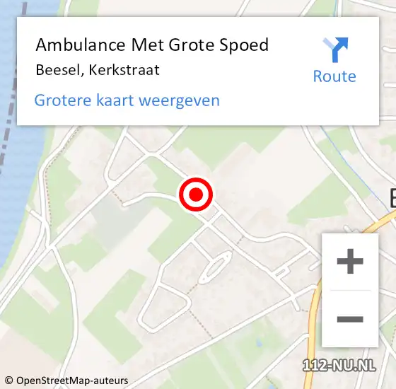 Locatie op kaart van de 112 melding: Ambulance Met Grote Spoed Naar Beesel, Kerkstraat op 23 september 2023 20:56