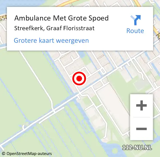 Locatie op kaart van de 112 melding: Ambulance Met Grote Spoed Naar Streefkerk, Graaf Florisstraat op 23 september 2023 21:16