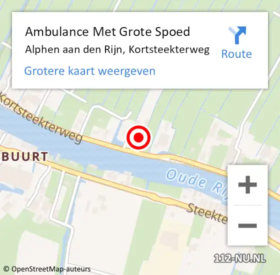 Locatie op kaart van de 112 melding: Ambulance Met Grote Spoed Naar Alphen aan den Rijn, Kortsteekterweg op 23 september 2023 22:05
