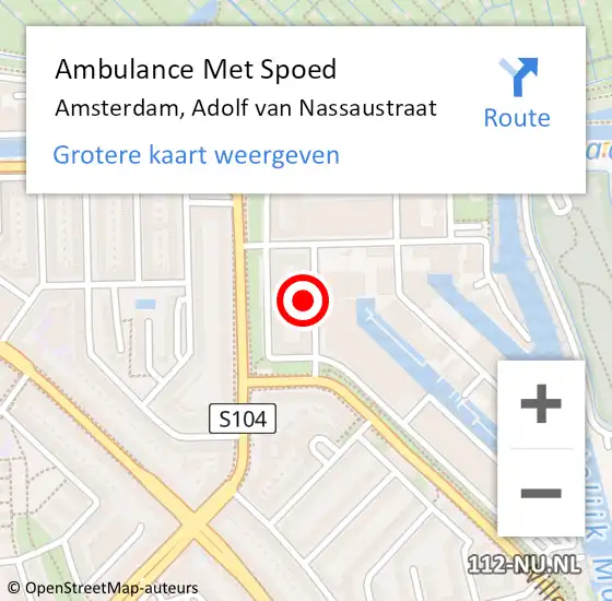 Locatie op kaart van de 112 melding: Ambulance Met Spoed Naar Amsterdam, Adolf van Nassaustraat op 23 september 2023 22:23