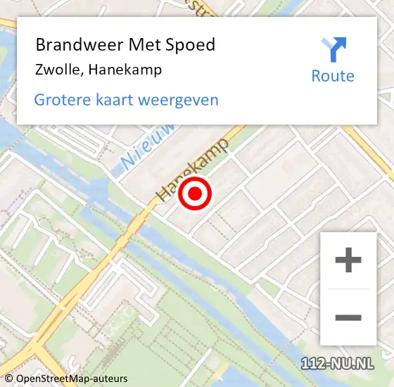 Locatie op kaart van de 112 melding: Brandweer Met Spoed Naar Zwolle, Hanekamp op 23 september 2023 22:29