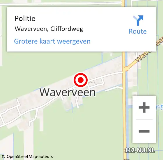 Locatie op kaart van de 112 melding: Politie Waverveen, Cliffordweg op 23 september 2023 22:42