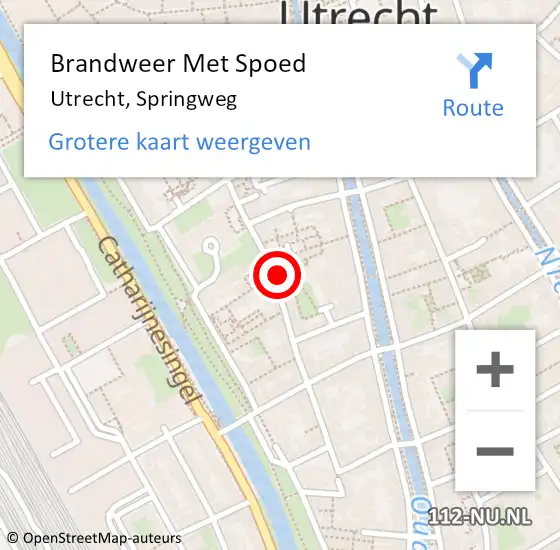 Locatie op kaart van de 112 melding: Brandweer Met Spoed Naar Utrecht, Springweg op 23 september 2023 22:47