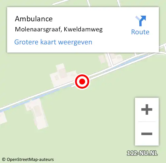 Locatie op kaart van de 112 melding: Ambulance Molenaarsgraaf, Kweldamweg op 23 september 2023 22:47