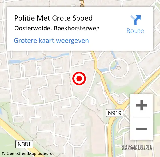 Locatie op kaart van de 112 melding: Politie Met Grote Spoed Naar Oosterwolde, Boekhorsterweg op 23 september 2023 22:59