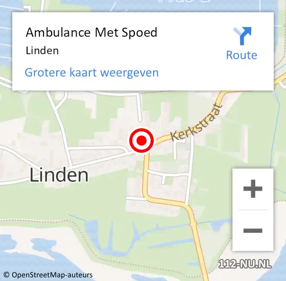Locatie op kaart van de 112 melding: Ambulance Met Spoed Naar Linden op 23 september 2023 23:26