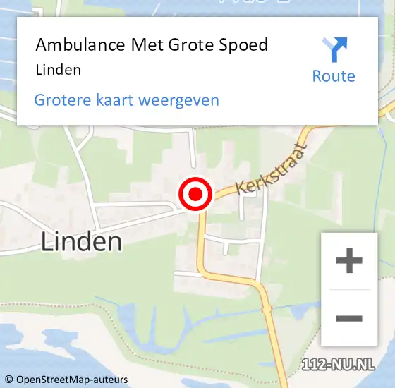 Locatie op kaart van de 112 melding: Ambulance Met Grote Spoed Naar Linden op 23 september 2023 23:27