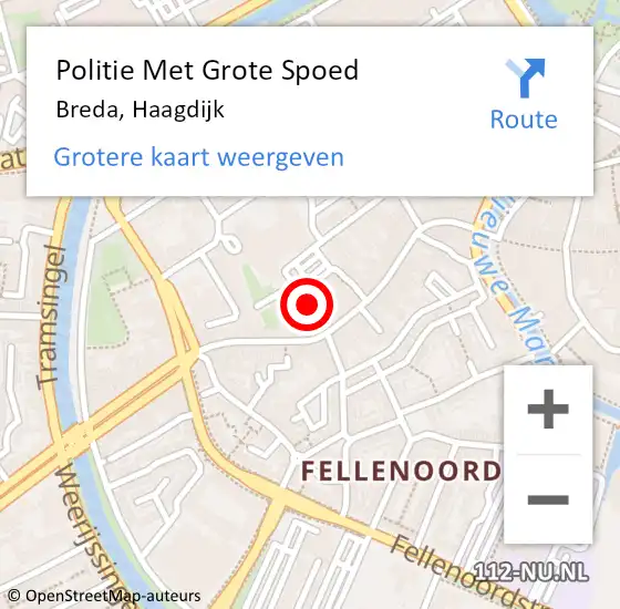 Locatie op kaart van de 112 melding: Politie Met Grote Spoed Naar Breda, Haagdijk op 23 september 2023 23:30