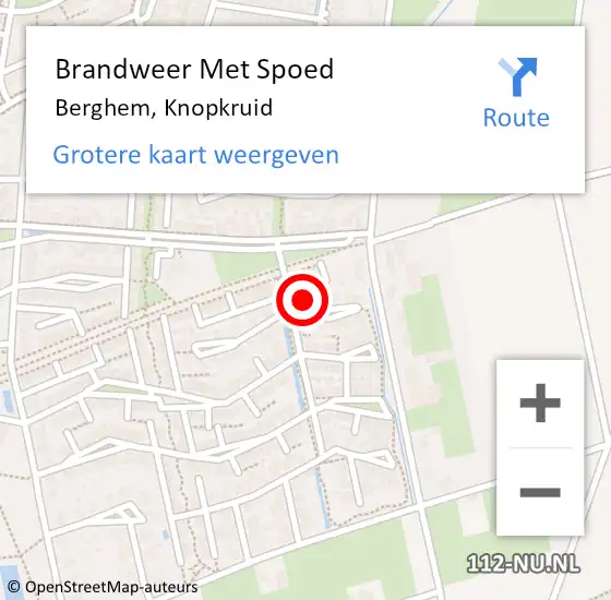 Locatie op kaart van de 112 melding: Brandweer Met Spoed Naar Berghem, Knopkruid op 23 september 2023 23:31