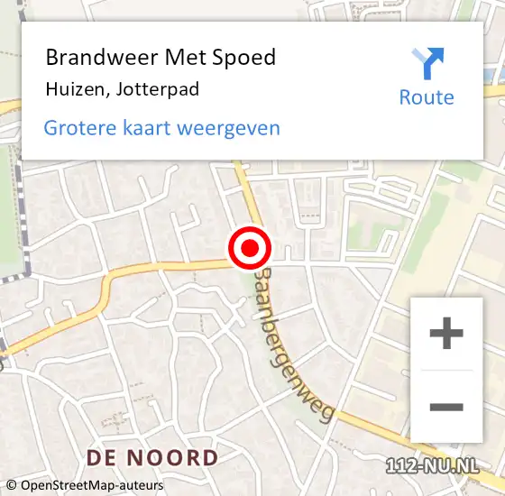 Locatie op kaart van de 112 melding: Brandweer Met Spoed Naar Huizen, Jotterpad op 23 september 2023 23:47