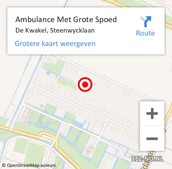 Locatie op kaart van de 112 melding: Ambulance Met Grote Spoed Naar De Kwakel, Steenwycklaan op 23 september 2023 23:54