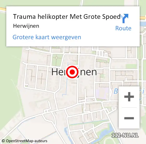 Locatie op kaart van de 112 melding: Trauma helikopter Met Grote Spoed Naar Herwijnen op 24 september 2023 00:05