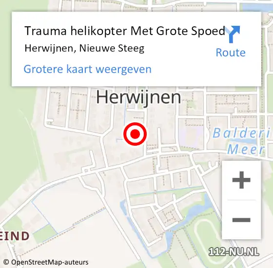 Locatie op kaart van de 112 melding: Trauma helikopter Met Grote Spoed Naar Herwijnen, Nieuwe Steeg op 24 september 2023 00:06