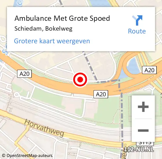 Locatie op kaart van de 112 melding: Ambulance Met Grote Spoed Naar Schiedam, Bokelweg op 24 september 2023 00:22