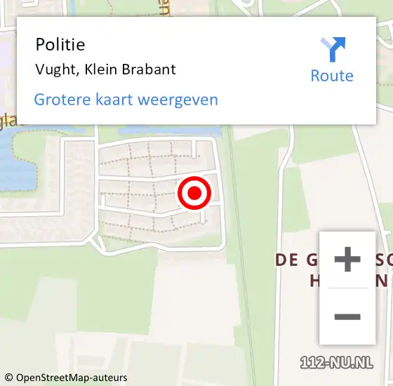 Locatie op kaart van de 112 melding: Politie Vught, Klein Brabant op 24 september 2023 00:41