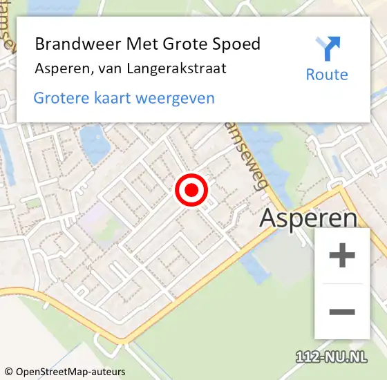 Locatie op kaart van de 112 melding: Brandweer Met Grote Spoed Naar Asperen, van Langerakstraat op 24 september 2023 00:45