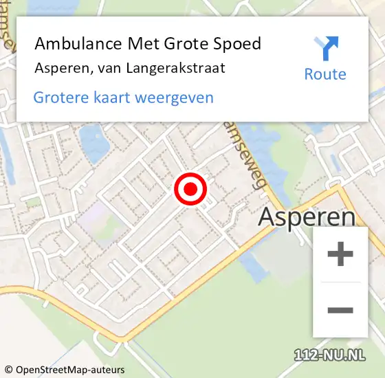 Locatie op kaart van de 112 melding: Ambulance Met Grote Spoed Naar Asperen, van Langerakstraat op 24 september 2023 00:47