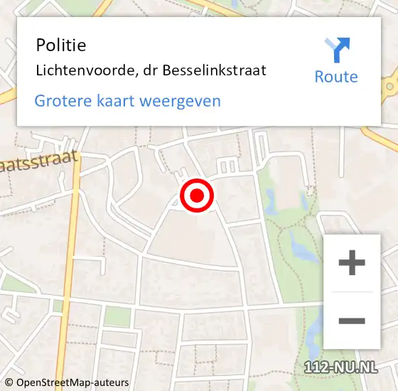 Locatie op kaart van de 112 melding: Politie Lichtenvoorde, dr Besselinkstraat op 24 september 2023 01:16