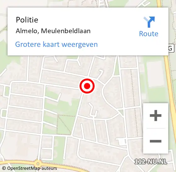 Locatie op kaart van de 112 melding: Politie Almelo, Meulenbeldlaan op 24 september 2023 01:20
