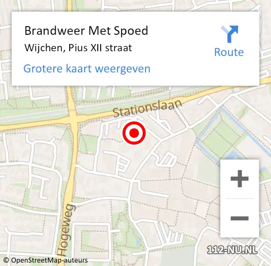 Locatie op kaart van de 112 melding: Brandweer Met Spoed Naar Wijchen, Pius XII straat op 24 september 2023 01:42