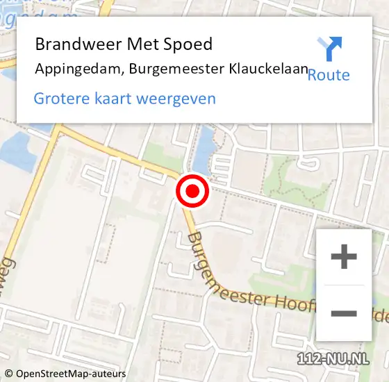 Locatie op kaart van de 112 melding: Brandweer Met Spoed Naar Appingedam, Burgemeester Klauckelaan op 24 september 2023 01:42