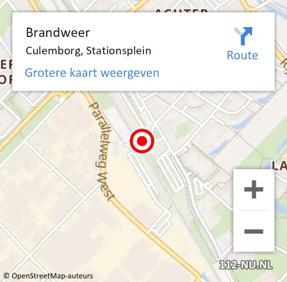 Locatie op kaart van de 112 melding: Brandweer Culemborg, Stationsplein op 24 september 2023 02:10