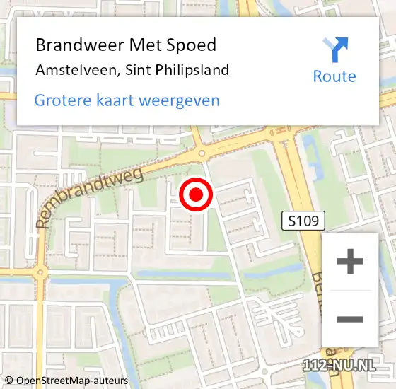 Locatie op kaart van de 112 melding: Brandweer Met Spoed Naar Amstelveen, Sint Philipsland op 24 september 2023 02:23