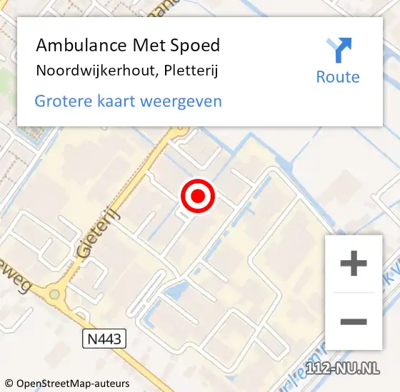 Locatie op kaart van de 112 melding: Ambulance Met Spoed Naar Noordwijkerhout, Pletterij op 24 september 2023 02:40