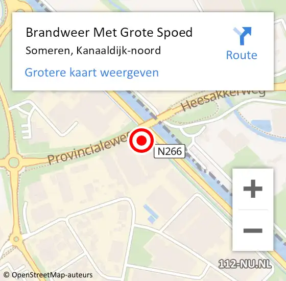 Locatie op kaart van de 112 melding: Brandweer Met Grote Spoed Naar Someren, Kanaaldijk-noord op 24 september 2023 02:40