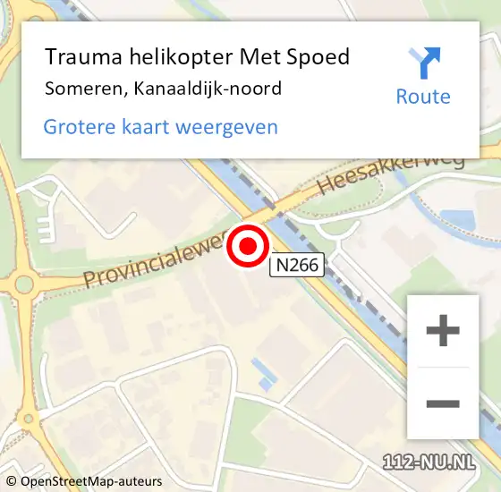 Locatie op kaart van de 112 melding: Trauma helikopter Met Spoed Naar Someren, Kanaaldijk-noord op 24 september 2023 02:42