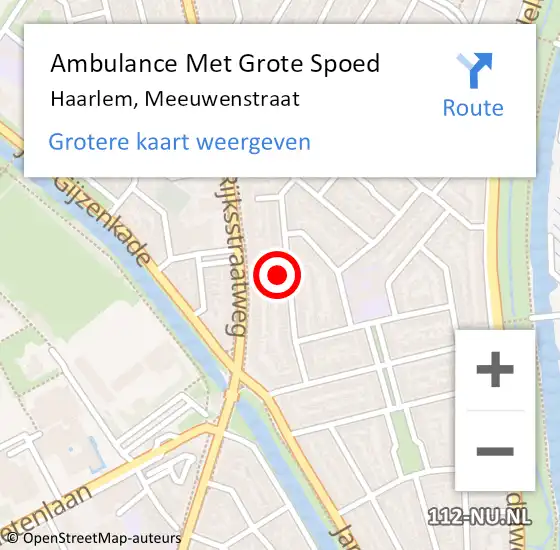 Locatie op kaart van de 112 melding: Ambulance Met Grote Spoed Naar Haarlem, Meeuwenstraat op 24 september 2023 02:56