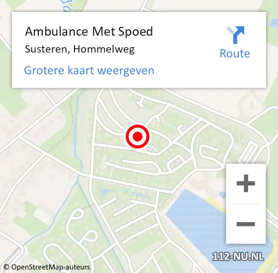 Locatie op kaart van de 112 melding: Ambulance Met Spoed Naar Susteren, Hommelweg op 24 september 2023 03:09