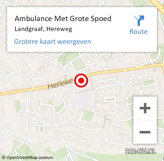 Locatie op kaart van de 112 melding: Ambulance Met Grote Spoed Naar Landgraaf, Hereweg op 9 september 2014 10:00