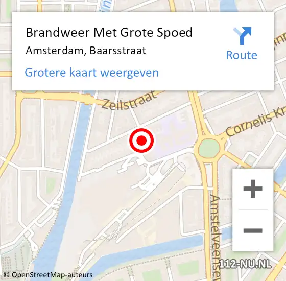 Locatie op kaart van de 112 melding: Brandweer Met Grote Spoed Naar Amsterdam, Baarsstraat op 24 september 2023 04:14
