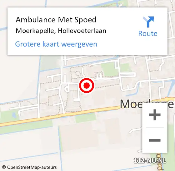 Locatie op kaart van de 112 melding: Ambulance Met Spoed Naar Moerkapelle, Hollevoeterlaan op 24 september 2023 06:29