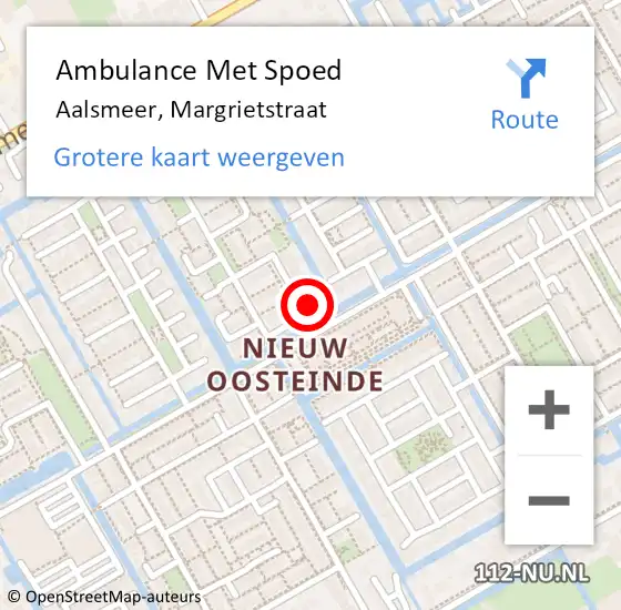 Locatie op kaart van de 112 melding: Ambulance Met Spoed Naar Aalsmeer, Margrietstraat op 24 september 2023 06:33