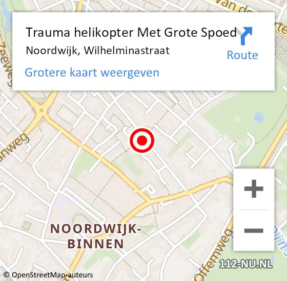 Locatie op kaart van de 112 melding: Trauma helikopter Met Grote Spoed Naar Noordwijk, Wilhelminastraat op 24 september 2023 07:36